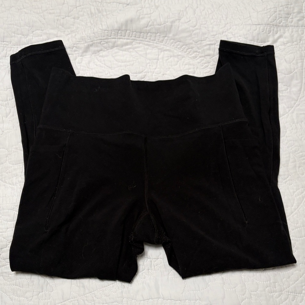 Athleta Black High-Rise Leggings with Side Pockets